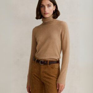 J. Crew Everyday Cashmere Turtleneck Sweater in Camel/ Tan Brown